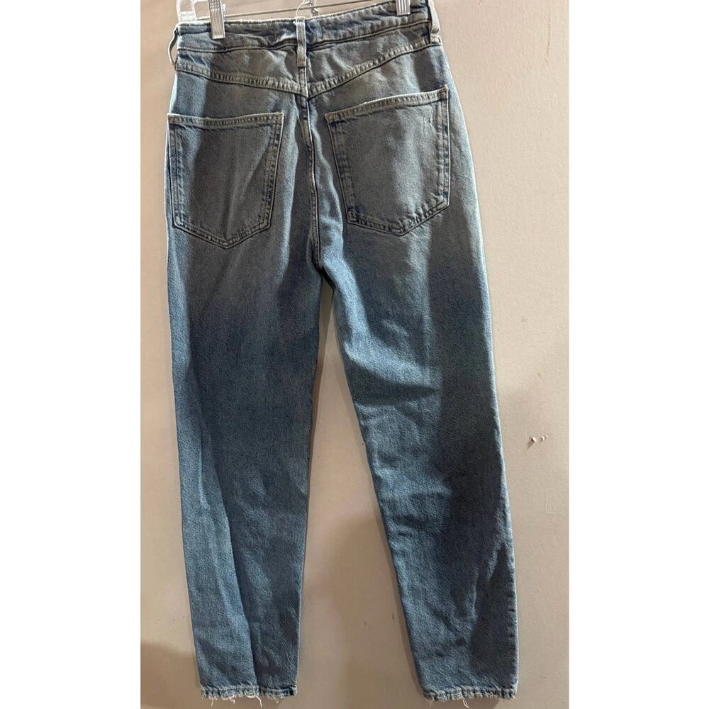 Free People Jeans Womens Size 26 Blue Denim Acid Wash Flat Front Straight Leg